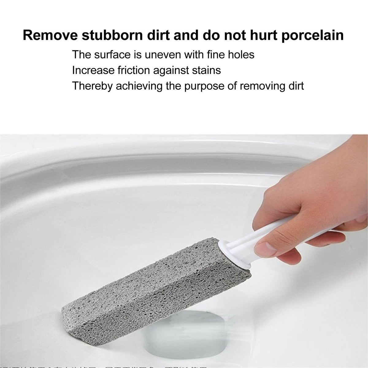 2pcs Pumice Stone Toilet Bowl Cleaner Efficient Toilet Bowl Cleaner Brush with Curved PP Handlee for Tiles BBQ Grills
