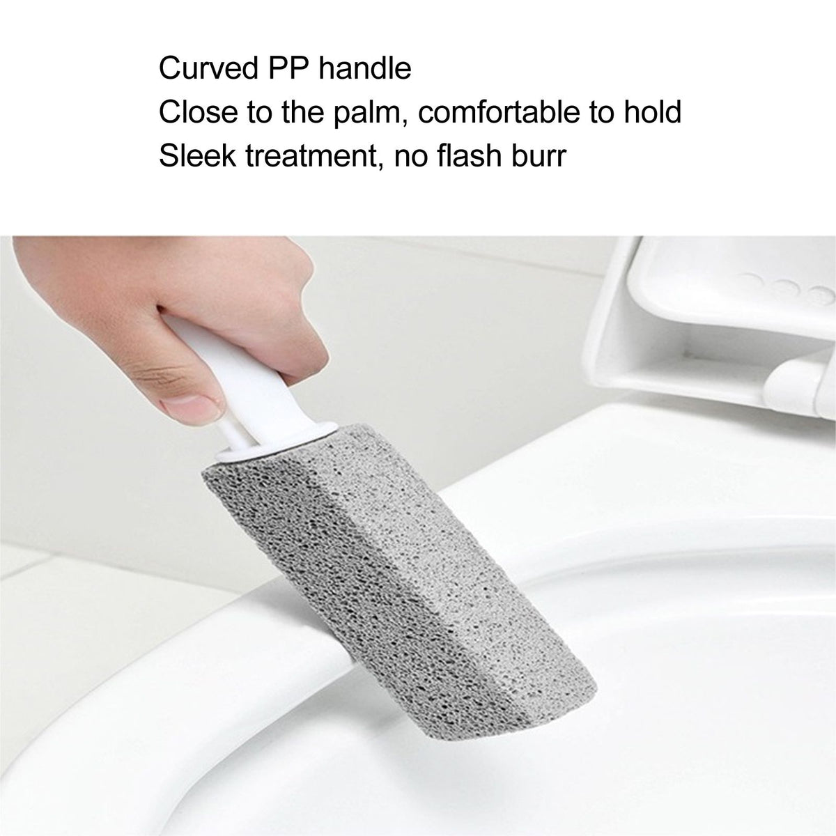 2pcs Pumice Stone Toilet Bowl Cleaner Efficient Toilet Bowl Cleaner Brush with Curved PP Handlee for Tiles BBQ Grills