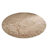 Floor Carpet Polyester Fiber Round Nordic Style Long Plush Soft Shaggy Rug for Home Bedroom Beige