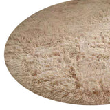 Floor Carpet Polyester Fiber Round Nordic Style Long Plush Soft Shaggy Rug for Home Bedroom Beige