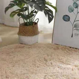 Floor Carpet Polyester Fiber Round Nordic Style Long Plush Soft Shaggy Rug for Home Bedroom Beige - Extra Image