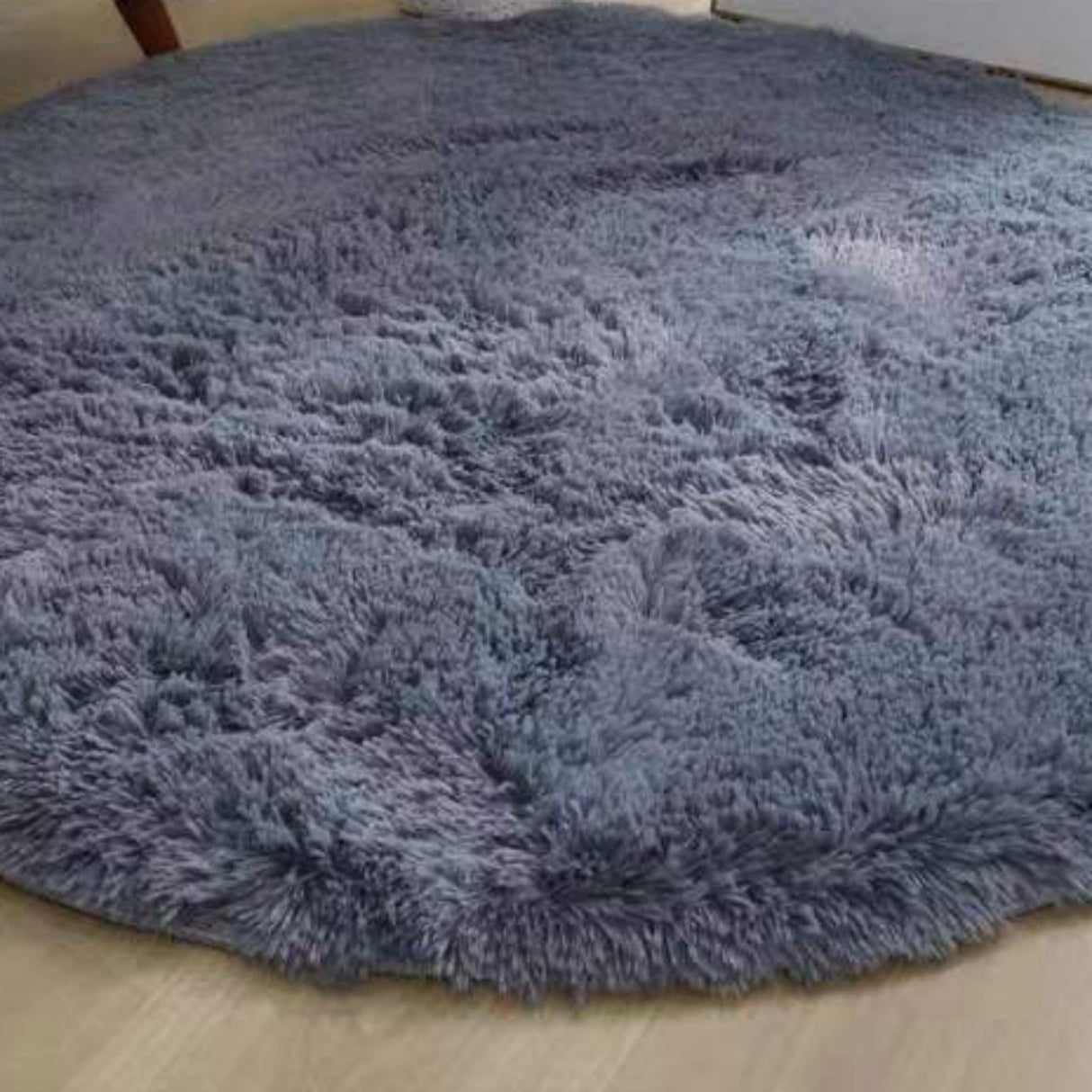 Floor Carpet Polyester Fiber Round Nordic Style Long Plush Soft Shaggy Rug for Home Bedroom Grey