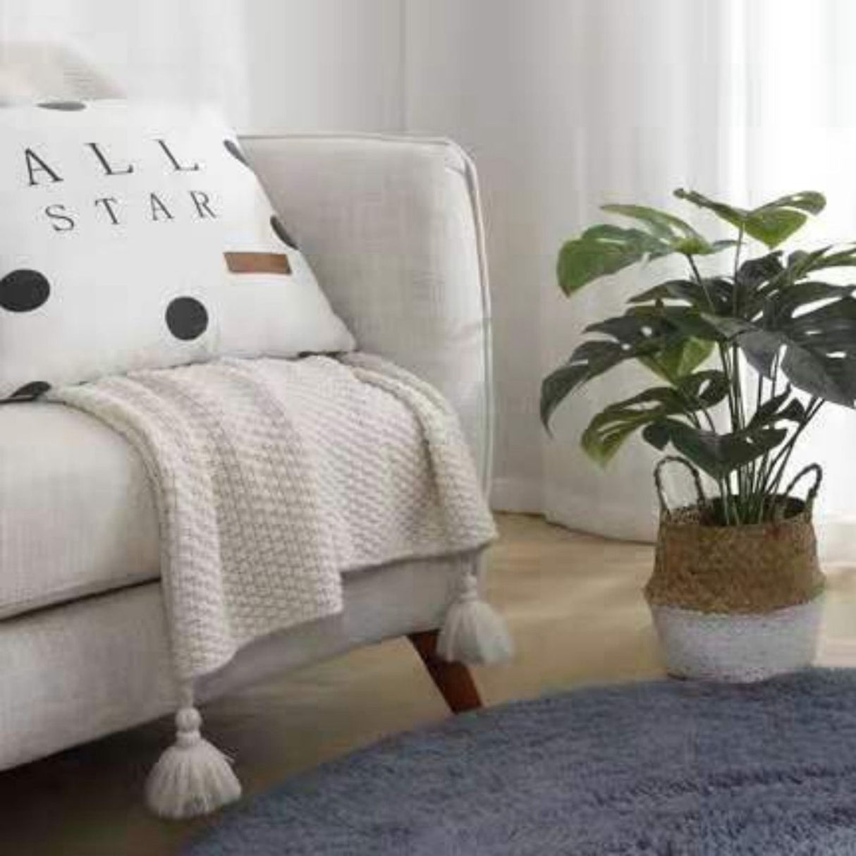 Floor Carpet Polyester Fiber Round Nordic Style Long Plush Soft Shaggy Rug for Home Bedroom Grey