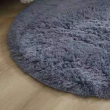 Floor Carpet Polyester Fiber Round Nordic Style Long Plush Soft Shaggy Rug for Home Bedroom Grey - Extra Image