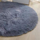Floor Carpet Polyester Fiber Round Nordic Style Long Plush Soft Shaggy Rug for Home Bedroom Grey