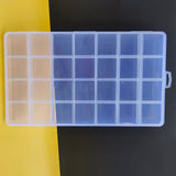 Clear Plastic Storage Box 28 Grids ABS Transparent Small Item Organizer Box for Jewelry Hair Ties - Rear View