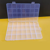 Clear Plastic Storage Box 28 Grids ABS Transparent Small Item Organizer Box for Jewelry Hair Ties - Low Angle