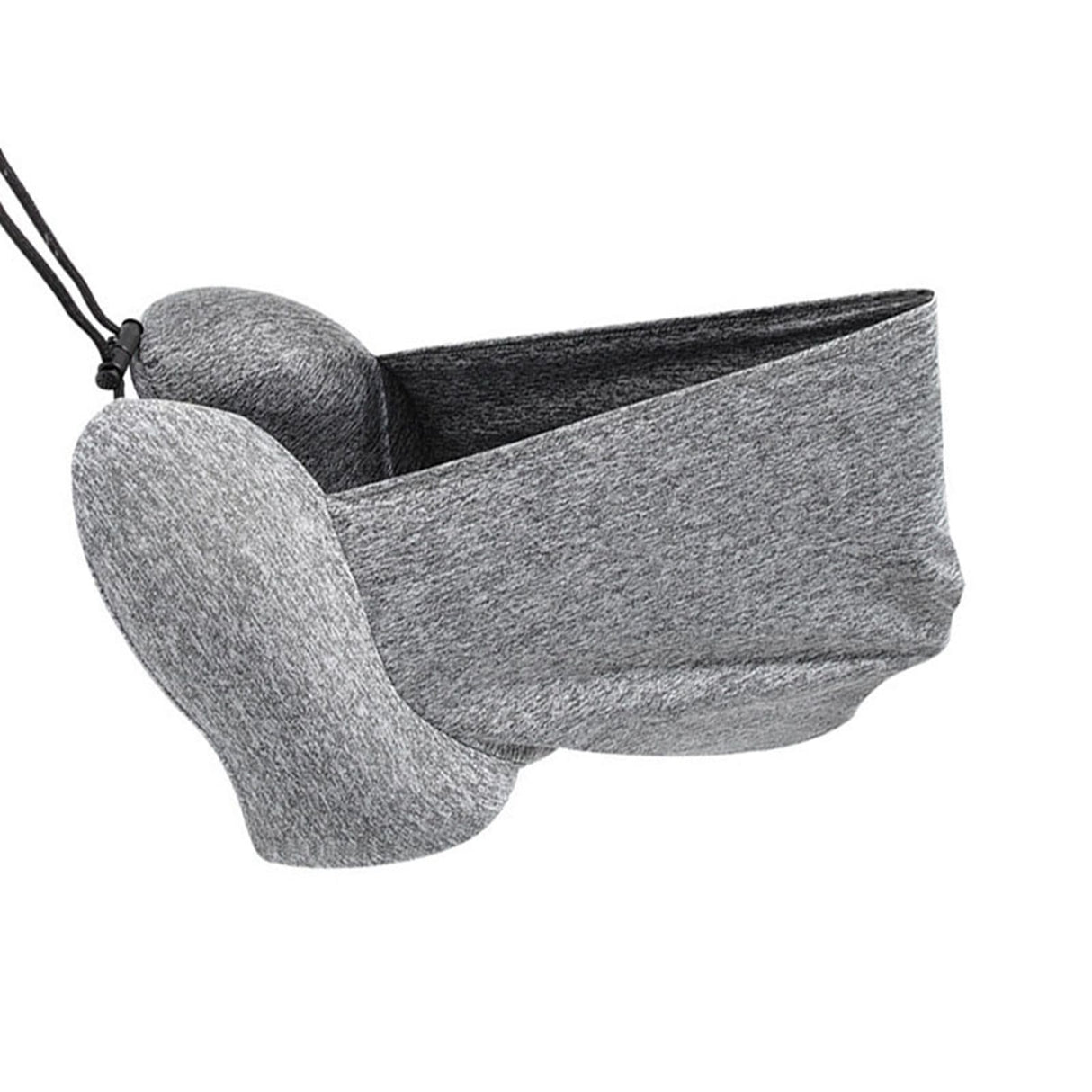 Hooded U Shaped Pillow Removable Neck Protection Memory Cotton Neck Travel Pillow for Home Outdoor Travel Car Grey U043‑3