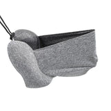 Hooded U Shaped Pillow Removable Neck Protection Memory Cotton Neck Travel Pillow for Home Outdoor Travel Car Grey U043‑3 - Top-Down View