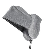 Hooded U Shaped Pillow Removable Neck Protection Memory Cotton Neck Travel Pillow for Home Outdoor Travel Car Grey U043‑3 - 45-Degree Angle