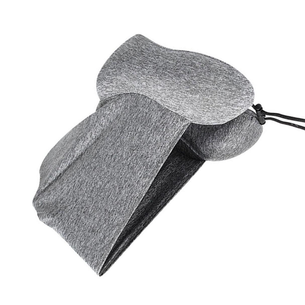 Hooded U Shaped Pillow Removable Neck Protection Memory Cotton Neck Travel Pillow for Home Outdoor Travel Car Grey U043‑3