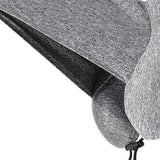 Hooded U Shaped Pillow Removable Neck Protection Memory Cotton Neck Travel Pillow for Home Outdoor Travel Car Grey U043‑3