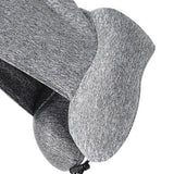 Hooded U Shaped Pillow Removable Neck Protection Memory Cotton Neck Travel Pillow for Home Outdoor Travel Car Grey U043‑3