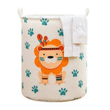 Dirty Laundry Basket Foldable Clothes Toys Sundries Basket Home Toilet Bathroom Storage Bucket Lion 100L - Front View