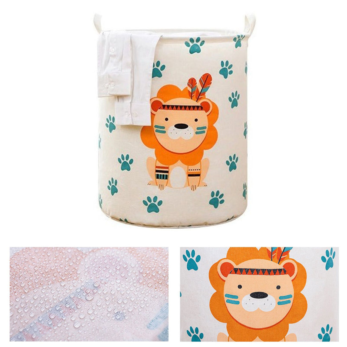 Dirty Laundry Basket Foldable Clothes Toys Sundries Basket Home Toilet Bathroom Storage Bucket Lion 100L