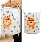Dirty Laundry Basket Foldable Clothes Toys Sundries Basket Home Toilet Bathroom Storage Bucket Lion 100L - Top-Down View