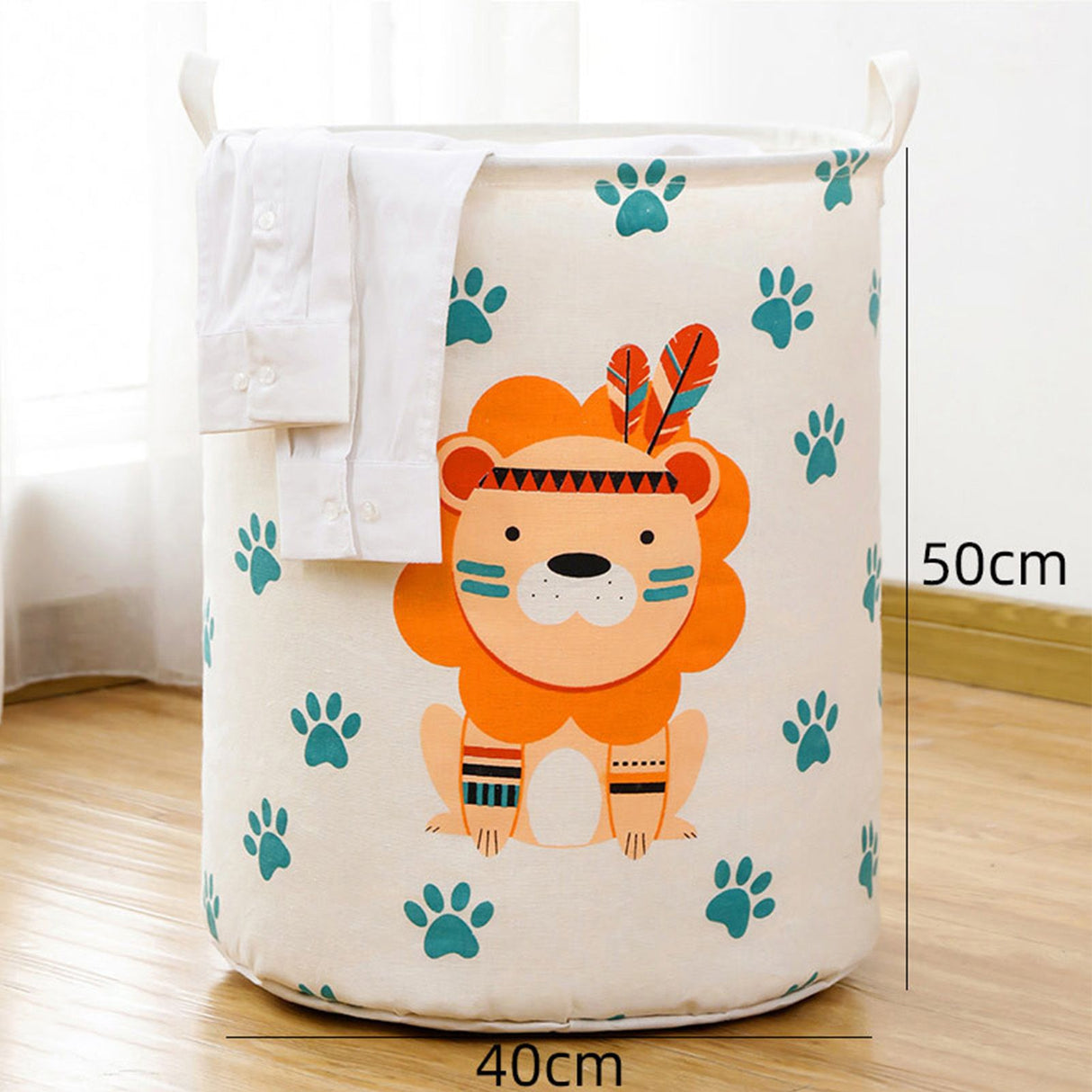 Dirty Laundry Basket Foldable Clothes Toys Sundries Basket Home Toilet Bathroom Storage Bucket Lion 100L