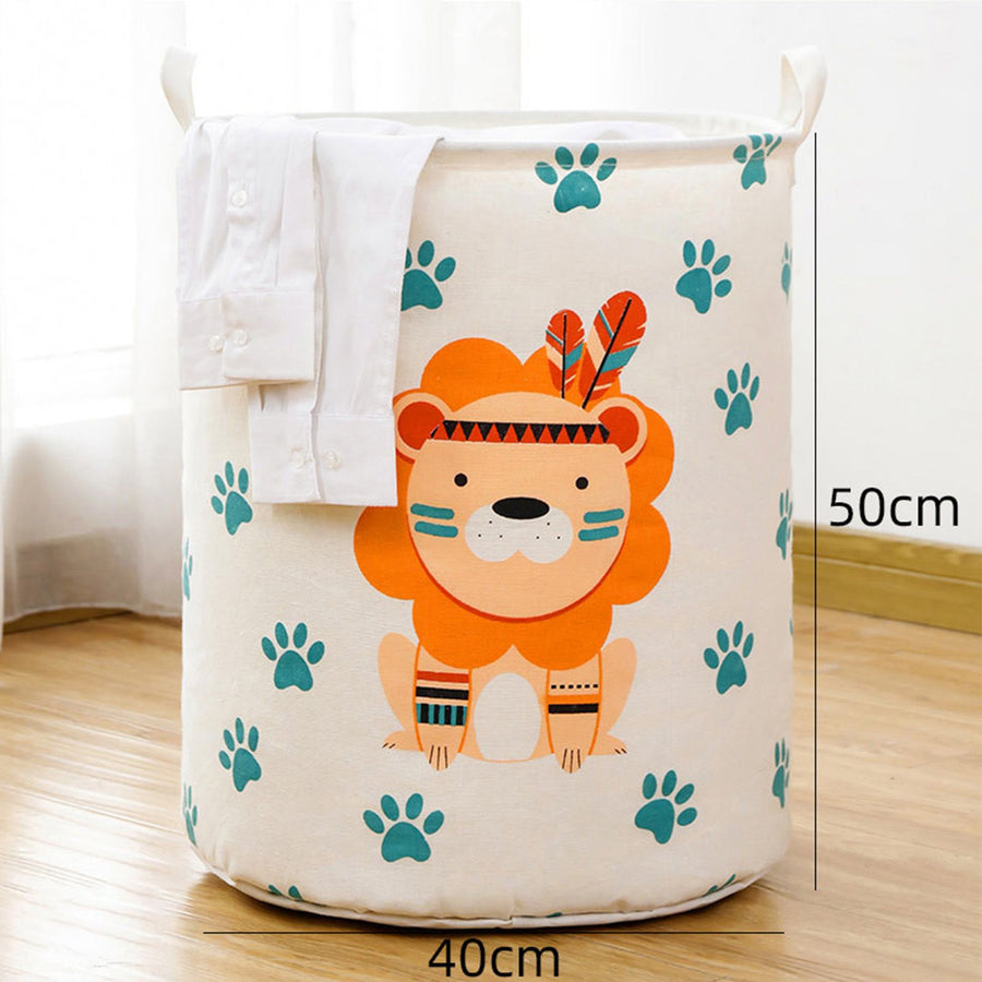 Dirty Laundry Basket Foldable Clothes Toys Sundries Basket Home Toilet Bathroom Storage Bucket Lion 100L