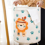 Dirty Laundry Basket Foldable Clothes Toys Sundries Basket Home Toilet Bathroom Storage Bucket Lion 100L