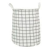 Foldable Dirty Clothes Basket Household Cotton Linen Dirty Laundry Basket Storage Basket Laundry Organizer White Squares - Front View
