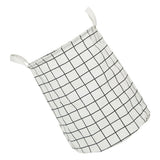 Foldable Dirty Clothes Basket Household Cotton Linen Dirty Laundry Basket Storage Basket Laundry Organizer White Squares - Side View