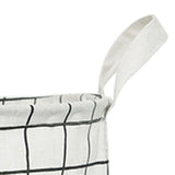 Foldable Dirty Clothes Basket Household Cotton Linen Dirty Laundry Basket Storage Basket Laundry Organizer White Squares - Close-Up Angle