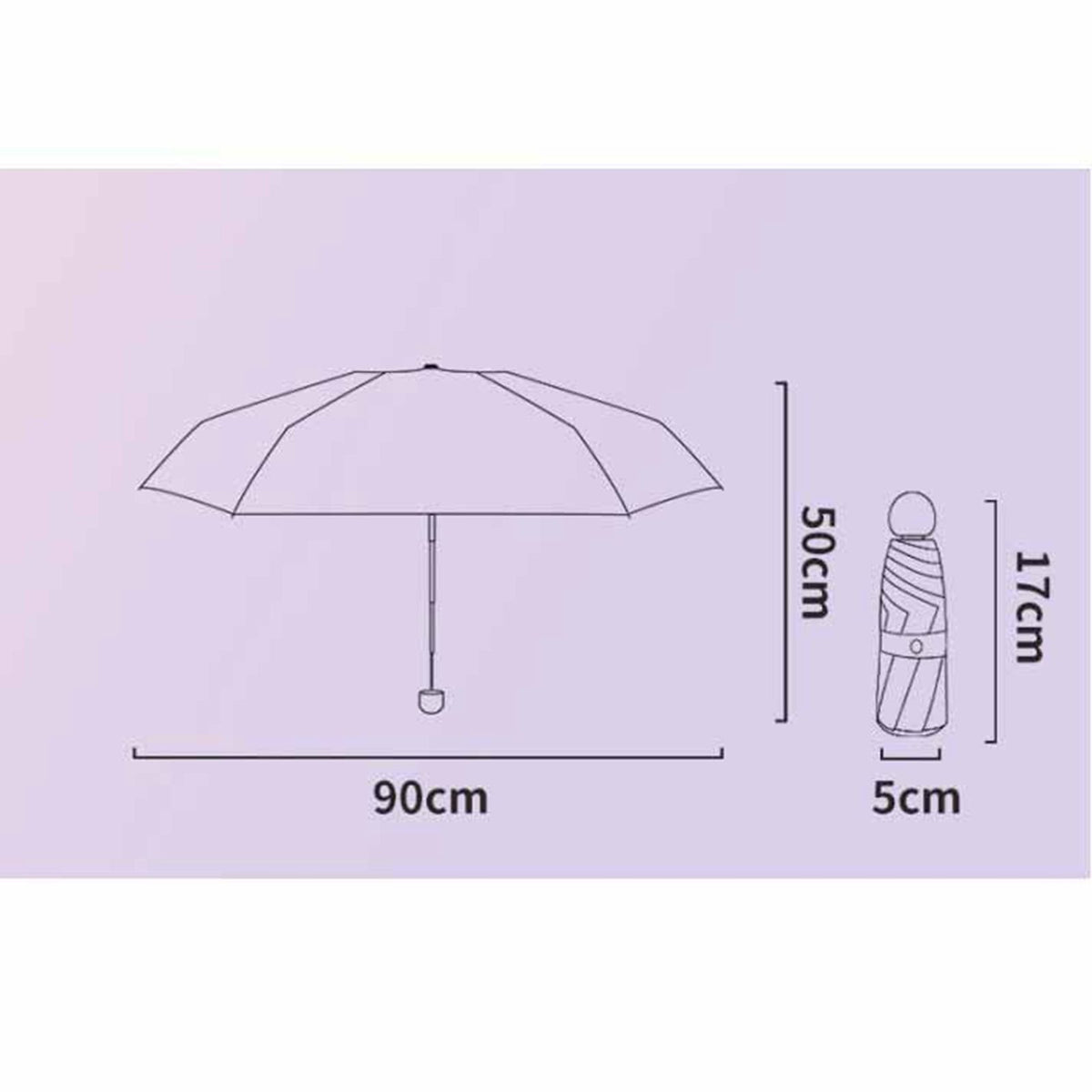 6 Ribs Folding Umbrella Five Fold UV Proof Sunscreen Capsule Umbrella for Sunny Rainy Days Pink with Storage Box