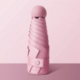 6 Ribs Folding Umbrella Five Fold UV Proof Sunscreen Capsule Umbrella for Sunny Rainy Days Pink with Storage Box