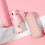 6 Ribs Folding Umbrella Five Fold UV Proof Sunscreen Capsule Umbrella for Sunny Rainy Days Pink with Storage Box - Extra Image
