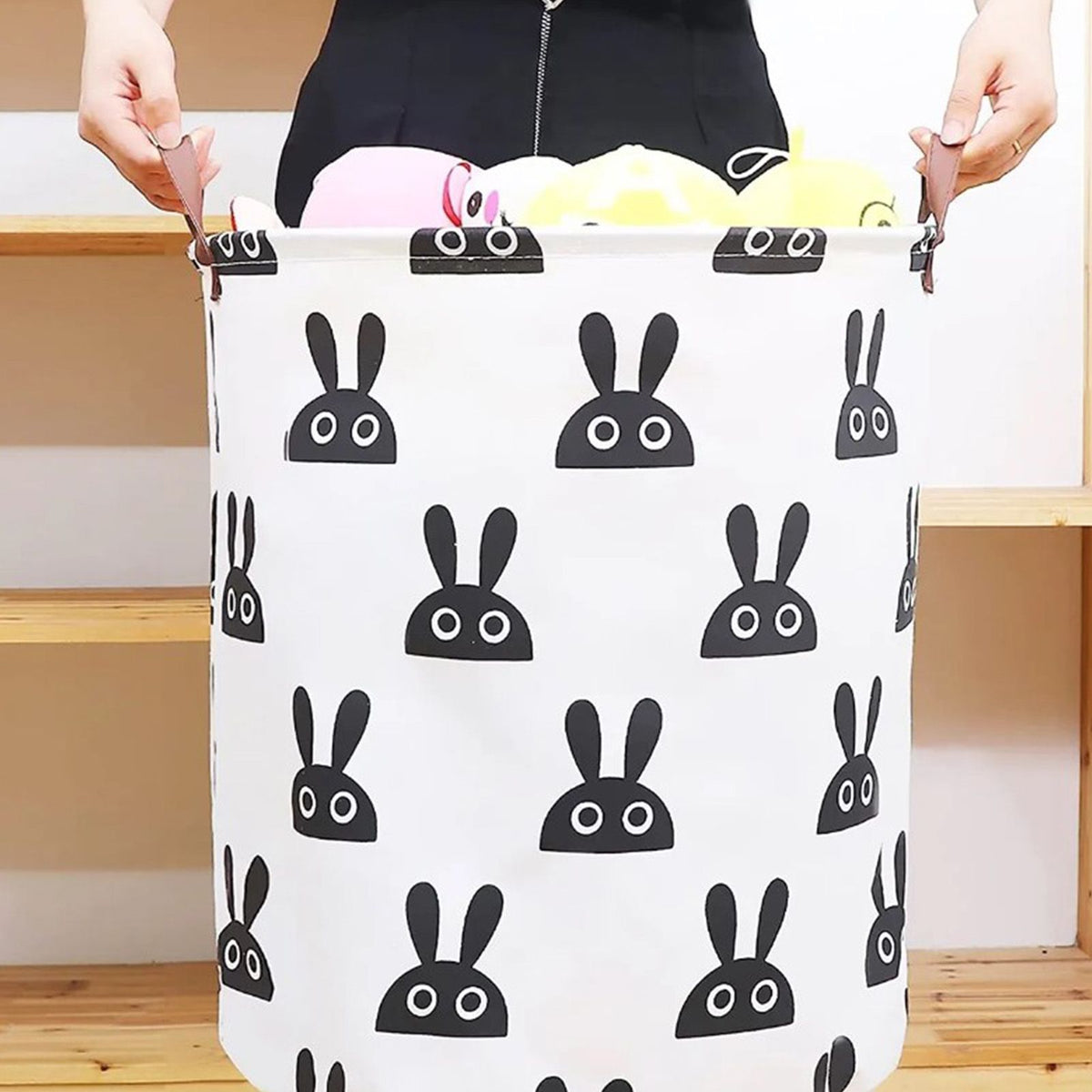 Laundry Basket Cute Rabbit Cotton 40x40x50cm Dirty Clothes Hamper Storage Basket Waterproof Lining Bin