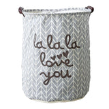 Laundry Basket Cotton Linen Foldable Round Dirty Clothes Storage Bag Folding Laundry Hamper for Home Dormitory Grey