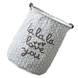 Laundry Basket Cotton Linen Foldable Round Dirty Clothes Storage Bag Folding Laundry Hamper for Home Dormitory Grey