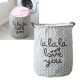 Laundry Basket Cotton Linen Foldable Round Dirty Clothes Storage Bag Folding Laundry Hamper for Home Dormitory Grey - 45-Degree Angle