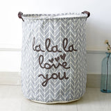 Laundry Basket Cotton Linen Foldable Round Dirty Clothes Storage Bag Folding Laundry Hamper for Home Dormitory Grey - Extra Image