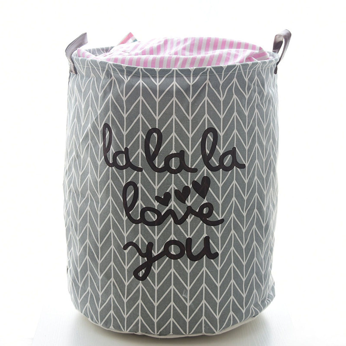 Laundry Basket Cotton Linen Foldable Round Dirty Clothes Storage Bag Folding Laundry Hamper for Home Dormitory Grey