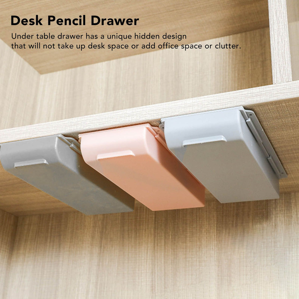 Under Desk Drawer Storage Box Security Punch Free Hidden Self Adhesive Pencil Tray Drawer for Stationery Makeup Pen S 22x11x3.5cm / 8.7x4.3x1.4in