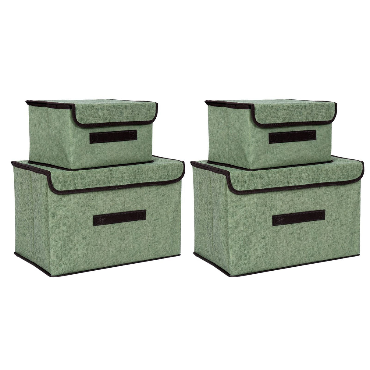 4 Pcs Non Woven Storage Box Case Dustproof Collapsible Two Large and Two Small for Household Home Light Green