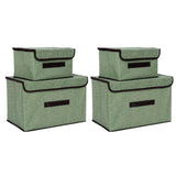 4 Pcs Non Woven Storage Box Case Dustproof Collapsible Two Large and Two Small for Household Home Light Green