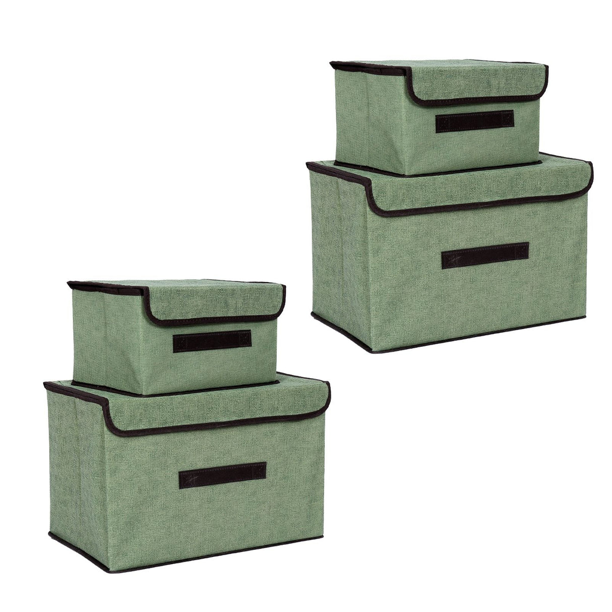 4 Pcs Non Woven Storage Box Case Dustproof Collapsible Two Large and Two Small for Household Home Light Green