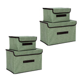 4 Pcs Non Woven Storage Box Case Dustproof Collapsible Two Large and Two Small for Household Home Light Green - Side View
