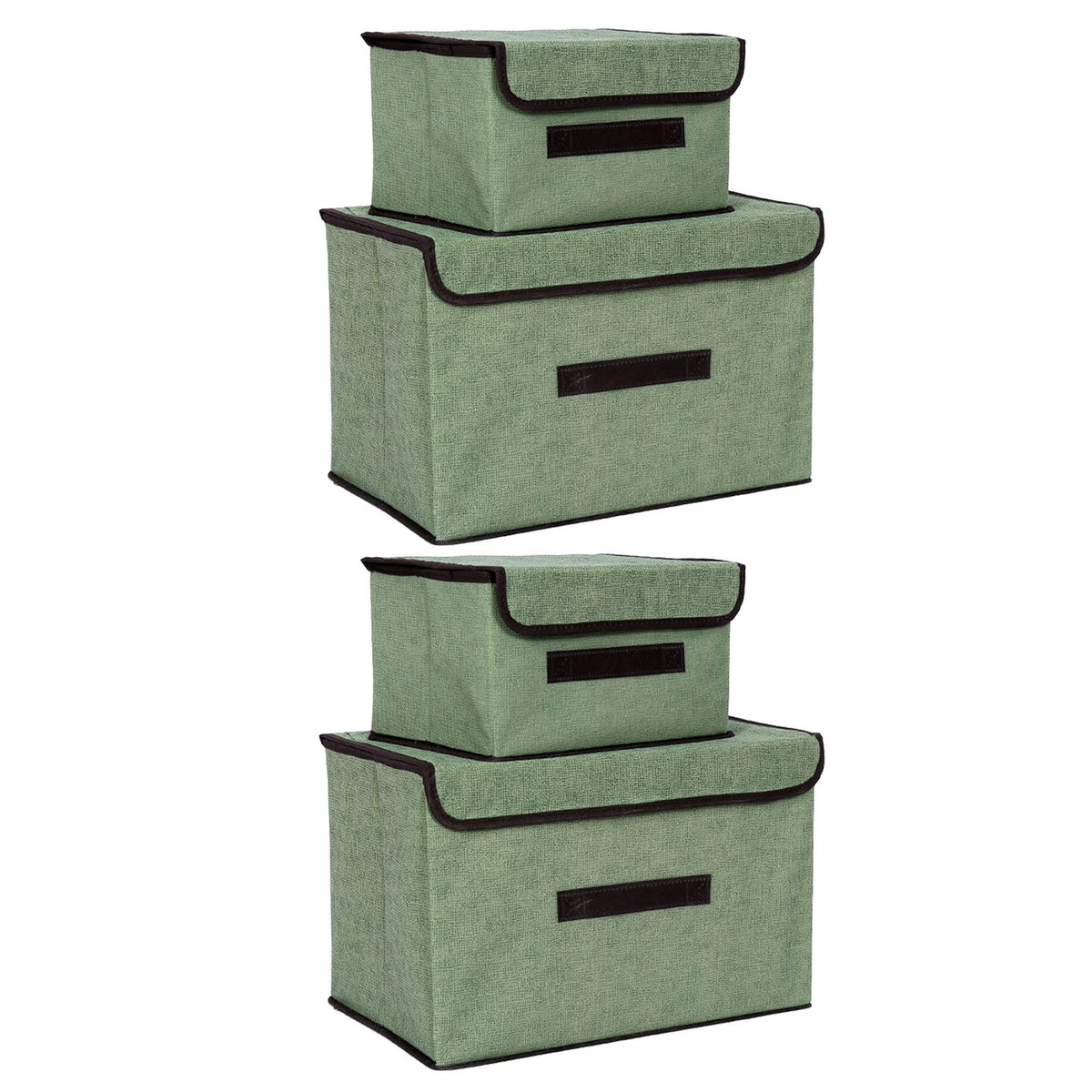 4 Pcs Non Woven Storage Box Case Dustproof Collapsible Two Large and Two Small for Household Home Light Green