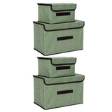 4 Pcs Non Woven Storage Box Case Dustproof Collapsible Two Large and Two Small for Household Home Light Green