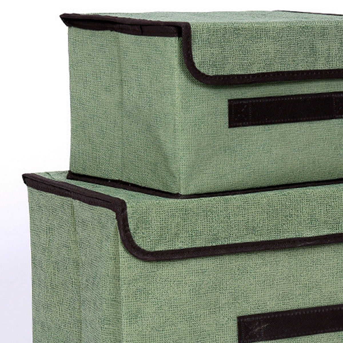 4 Pcs Non Woven Storage Box Case Dustproof Collapsible Two Large and Two Small for Household Home Light Green