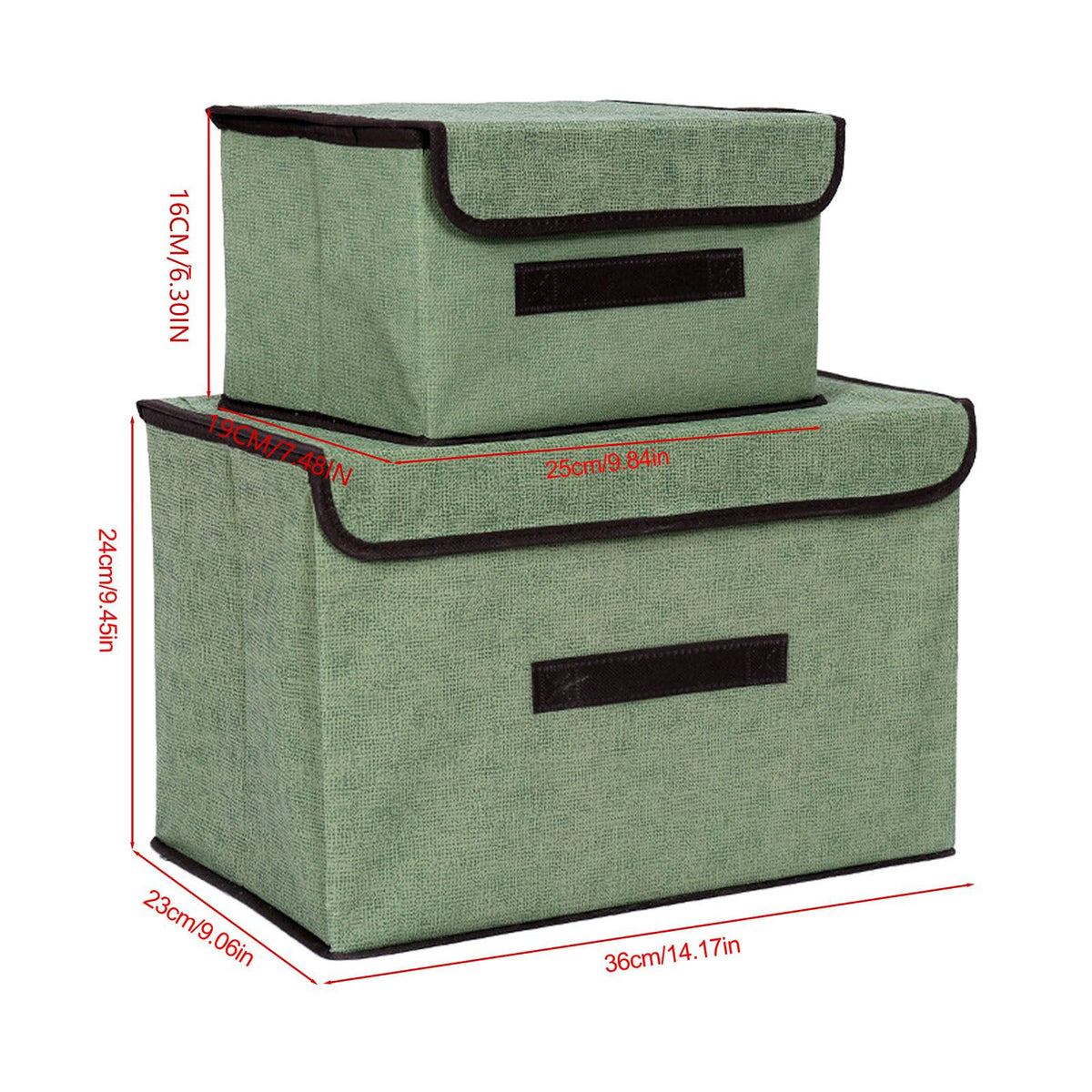 4 Pcs Non Woven Storage Box Case Dustproof Collapsible Two Large and Two Small for Household Home Light Green