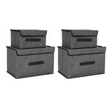 4 Pcs Non Woven Storage Box Case Dustproof Collapsible Two Large and Two Small for Household Home Grey