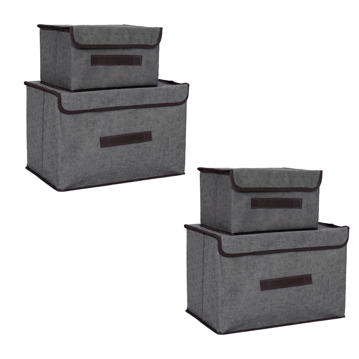 4 Pcs Non Woven Storage Box Case Dustproof Collapsible Two Large and Two Small for Household Home Grey