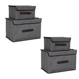 4 Pcs Non Woven Storage Box Case Dustproof Collapsible Two Large and Two Small for Household Home Grey