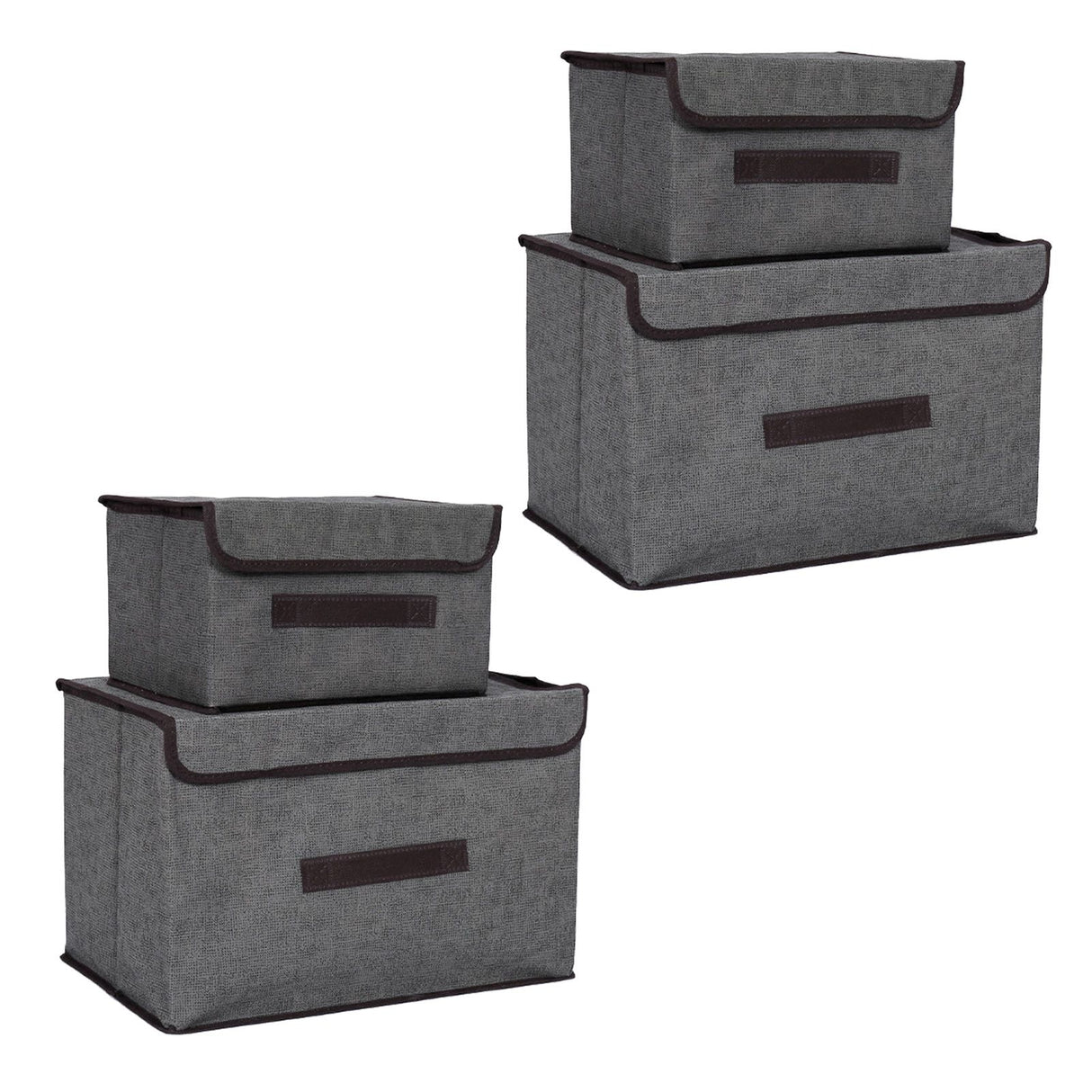 4 Pcs Non Woven Storage Box Case Dustproof Collapsible Two Large and Two Small for Household Home Grey