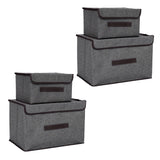 4 Pcs Non Woven Storage Box Case Dustproof Collapsible Two Large and Two Small for Household Home Grey