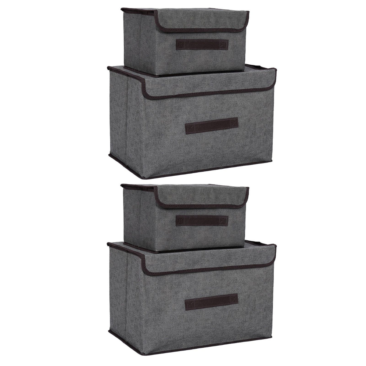 4 Pcs Non Woven Storage Box Case Dustproof Collapsible Two Large and Two Small for Household Home Grey